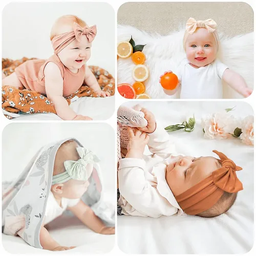 Miniatura 2 de Jesries 22 piezas de diademas para bebés, bandas de cabello de nailon suaves con lazos, accesorios para el cabello de niñas para recién nacidos