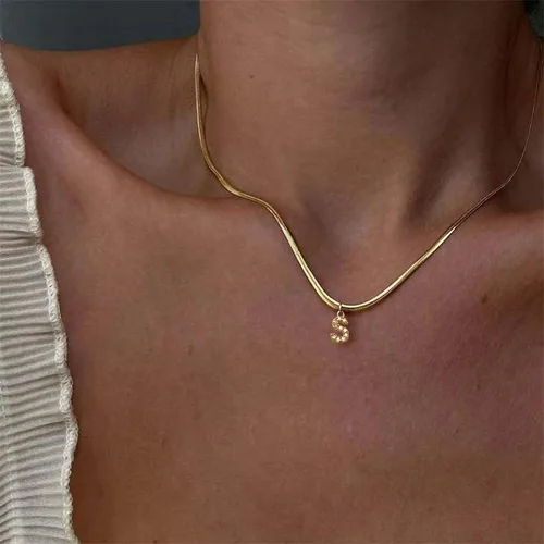 Miniatura 2 de Collares de oro para mujer, a la moda, delicados collares chapados en oro de 18 quilates para mujer, collar de cadena de espiga