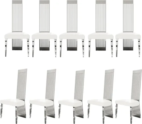 Miniatura 22 de Boucle - Juego de 8 sillas de comedor negras, modernas sillas de comedor tapizadas con respaldo alto con marco de acero inoxidable resistente