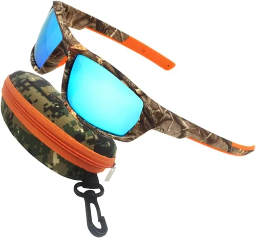Gafas de sol deportivas para ciclismo, conducción, pesca, béisbol, correr, para hombres y mujeres, lentes UV400 Camuflaje polarizado azul