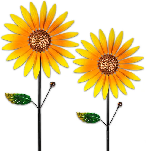2 paquetes de giradores de viento para exteriores, decoración de girasol girador de viento para patio, molinetes, giradores de viento para patio