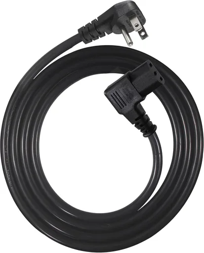 Miniatura 12 de Cable de alimentación de 90 grados, IEC de ángulo recto de 2 pies, fuente de alimentación universal para PC, 16 AWG, NEMA 5-15P negro tipo ángulo a