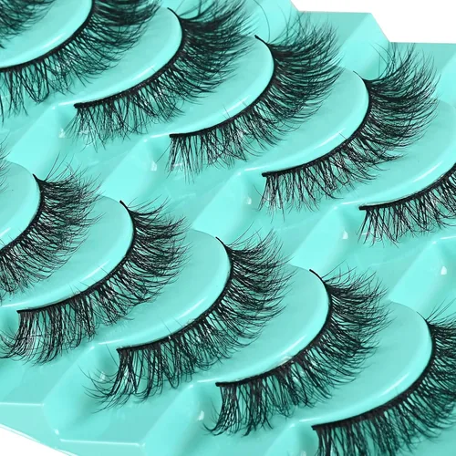 Miniatura 8 de APCYUST Pestañas naturales y finas, pestañas esponjosas de visón, aspecto natural, pestañas pequeñas, paquete de 10 pares de pestañas cortas, juego