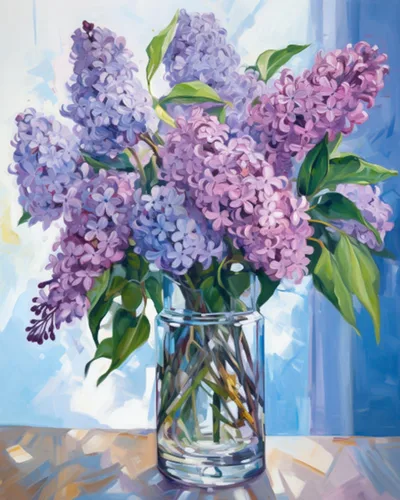 Tucocoo Pintura por números con flores de lirio azul en una jarra de vidrio DIY en lienzo con pinceles, pinturas acrílicas, pintura de grafiti por