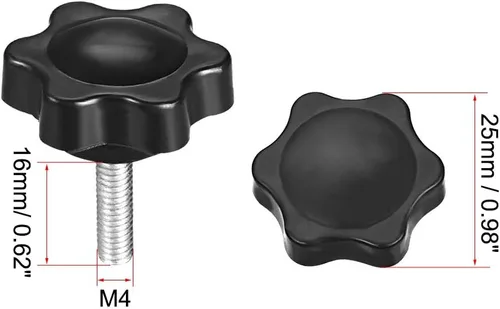 Miniatura 2 de uxcell Perillas de tornillo de sujeción con abrazadera Pomo de estrella M4 x 0.630 in rosca macho 5 piezas
