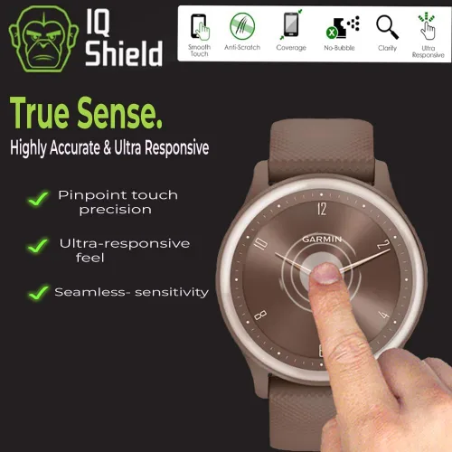 Miniatura 7 de IQShield Paquete de 6 protectores de pantalla para Garmin Vivomove Sport de fácil instalación, ultra fino, resistente a las manchas, arañazos