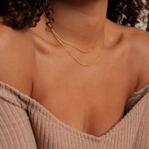 Miniatura 63 de Collares en capas para mujer, chapados en plata, delicada cuerda torcida de serpiente, delicado collar en capas, gargantilla de diferentes