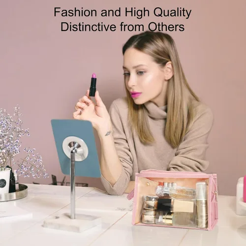 Miniatura 7 de MONSTINA Bolsa de maquillaje, estuche transparente de gran capacidad, organizador de estuche de maquillaje de viaje portátil, bolsa de aseo