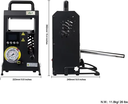 Miniatura 4 de Máquina de prensa de calor hidráulica 5T con placas de calefacción dobles de 5 toneladas Máquina de prensa de calor manual de 4.1 x 4.7 pulgadas