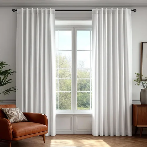Miniatura 10 de Deconovo Cortinas de lino sintético 100% opacas con pestañas ocultas y cinta plisada, alzapaños incluidos, cortinas con aislamiento térmico