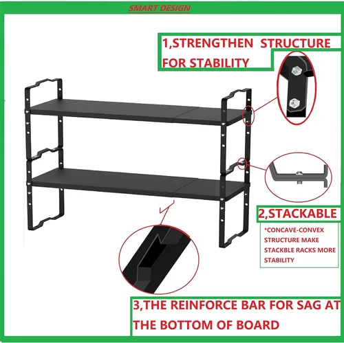 Miniatura 7 de Jojocross Estante expandible para organizador de gabinete, ajustable y apilable, estante de especias en la cocina y el baño más, encimera, armario