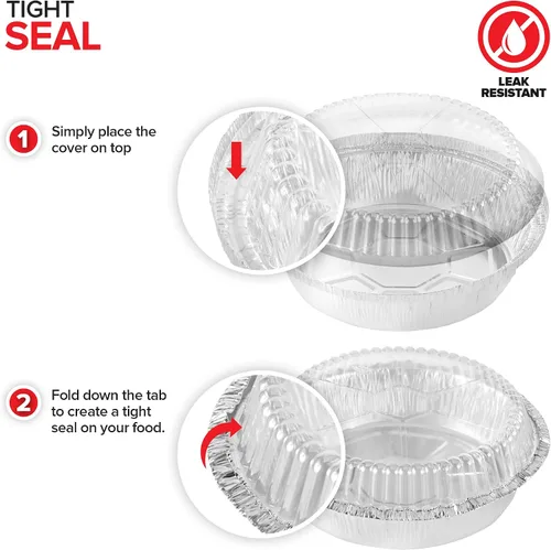 Miniatura 5 de Stock Your Home Bandejas redondas de papel de aluminio de 9 pulgadas con tapas (paquete de 40) Moldes para tartas desechables de 9 pulgadas
