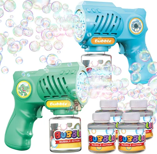 EagleStone Juguetes para niños y niñas de 3+ años, paquete de 2 pistolas de burbujas con solución de burbujas, juguete al aire libre para niños de