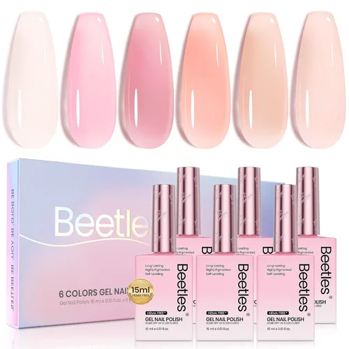 Miniatura 40 de Beetles - Juego de esmalte de uñas de gel de 6 colores, ojo de gato plateado, gel transparente rojo, rosa, amarillo, verde, negro, con efecto