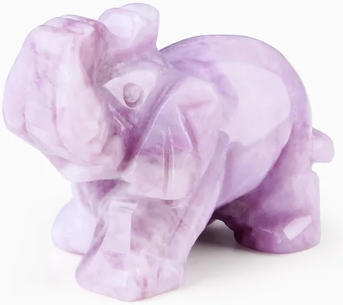Miniatura 21 de QINJIEJIE Cristales de jade amarillo, decoración de elefante, bonitas piedras de escritorio, figurita, gemas naturales, decoración de la suerte