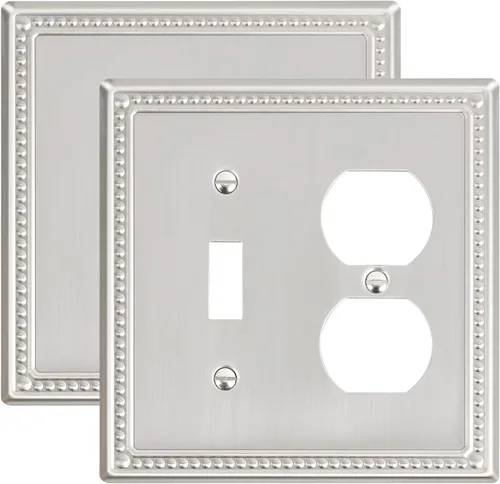 Miniatura 107 de Paquete de 4 placas de cubierta para interruptor de luz de palanca individual, cubiertas decorativas de perlas, placa de pared de metal almendra
