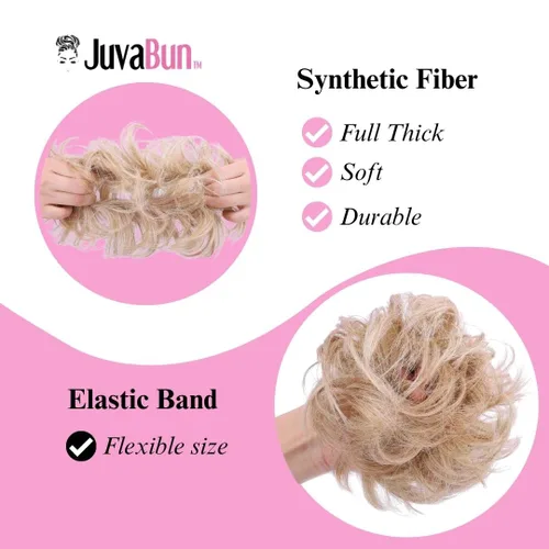 Miniatura 5 de Juvabun Pieza de pelo pequeño y desordenado color negro – Coletero sintético ondulado y rizado para mujer, mini extensión de moño para cabello fino