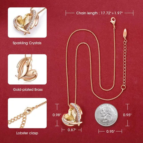 Miniatura 4 de CDE - Collares con colgante de corazón para mujer, tono de plata y oro rosa, piedra natal para Día de la Madre, San Valentín, cumpleaños