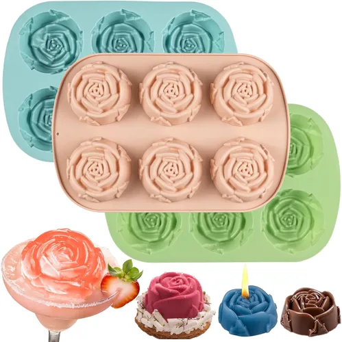 Miniatura 12 de Molde de silicona de rosas, 2 moldes de chocolate rosa con 20 cavidades para chocolate, dulces, cubitos de hielo, gomitas, gelatina, gelatina