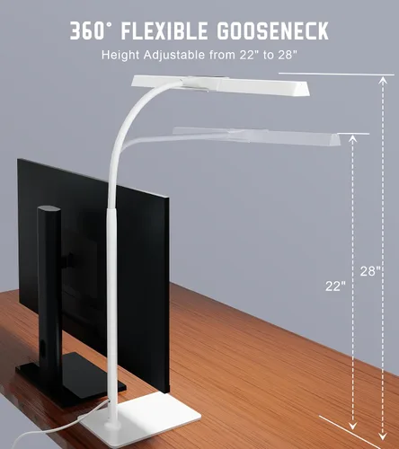 Miniatura 6 de Lámpara de escritorio LED para el hogar y la oficina con base, luz de tarea para arquitectos que cuida los ojos con cuello de ganso ajustable