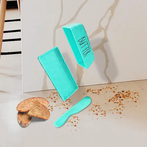 Miniatura 5 de TP Mantequillera con tapa, soporte para mantequilla de melamina para encimera con cuchillo, recipiente para mantequilla con tapa, irrompible