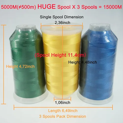 Miniatura 2 de New brothreads - 40 opciones - Varios paquetes de colores surtidos de hilo de poliéster para máquina de bordar, carrete grande de 5000M para todas 3