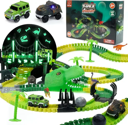 Miniatura 9 de USA Toyz Pistas de Carreras Oceánicas para Niños - 265 piezas de pista de carreras en autódromo con 225 caminos flexibles, 3 coches de juguete