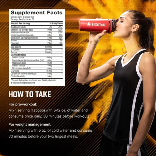 Miniatura 6 de Six Star Explosión preentrenamiento, melocotón y mango (30 porciones) - Suplemento energético en polvo para preentrenamiento para hombres y mujeres