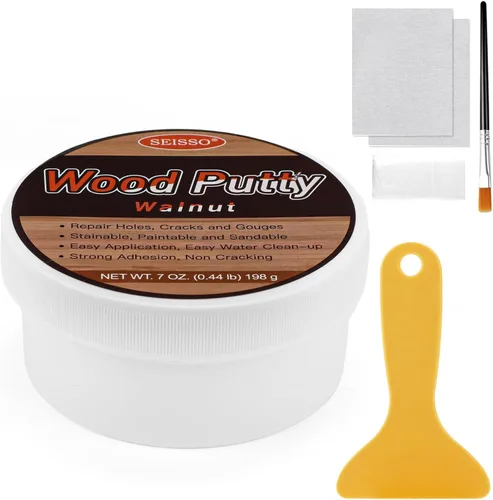 SEISSO Masilla para Madera, Masilla de Nuez para Molduras, Masilla para Madera Pintable, Teñible, Masilla para Madera a Base de Agua para Nogal