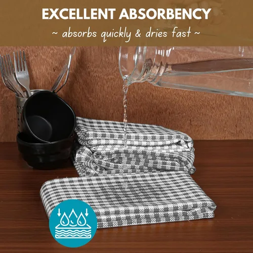 Miniatura 2 de Native Fab Paquete de 12 toallas de cocina a cuadros a cuadros, de algodón, duradero, lavable, de 16 x 26 pulgadas, paños de cocina, suaves y Gris