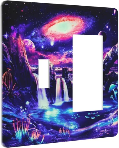 Miniatura 412 de Cubiertas de placa de pared de 3 gang con interruptor de luz de triple palanca, en negro y dorado con esplendor de oro rosa, estampado floral