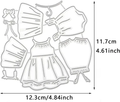 Miniatura 6 de Troqueles de corte para ropa de bebé niña para hacer tarjetas, troqueles de papel de metal para álbumes de recortes, suministros de fabricación de 01