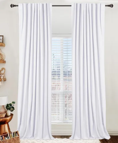 Miniatura 47 de 100% Blackout Shield - 2 cortinas opacas de lino, con presillas traseras/bolsillo para cortinero y aislamiento térmico, para el hogar, 50 pulgadas