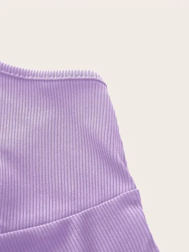 Miniatura 5 de MakeMeChic Camiseta corta sin mangas con cuello en V y ribete de encaje Y2K para mujer