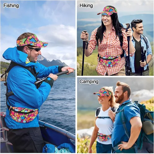 Miniatura 6 de Riñonera de los años 80 y 90, 2 unidades, visera solar, bolsa para la cintura, traje retro de los años 80 y 90, accesorios de moda para hombres