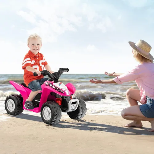 Miniatura 9 de OLAKIDS ATV para niños, vehículo eléctrico de 6 V para niños pequeños, auto motorizado de juguete de 4 ruedas para niños y niñas con luces LED, Coral