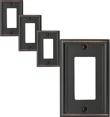 Miniatura 8 de OKAWYC Cubierta de Interruptor de Luz de Palanca Triple Luca Placa de Pared de Metal, Paquete de 2 Bronce Envejecido 3 Gang, Cubierta de Interruptor