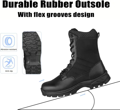 Miniatura 6 de Botas tácticas militares ligeras para hombres, duraderas YKK con cremallera lateral para policía, ejército, combate, selva, transpirables, cómodas