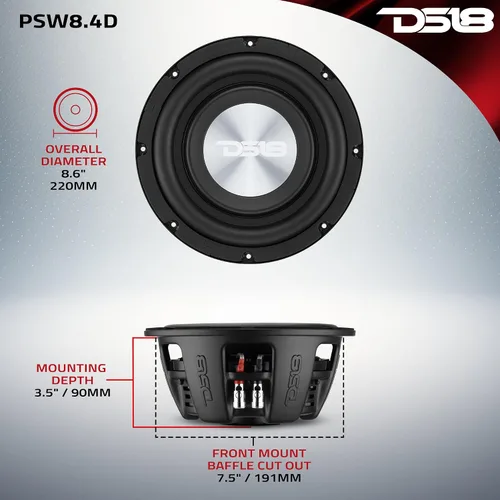Miniatura 5 de DS18 PSW10.2D Subwoofer de montaje superficial (8" Dual 4 Ohm)