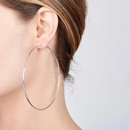 Miniatura 2 de Amberta® Aretes de plata de ley 925 con círculos finos y sin fin. Tamaño del diámetro: 20 30 40 60 2.953 in