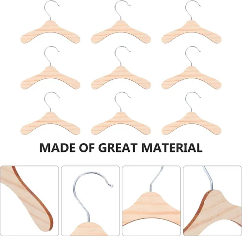 Miniatura 5 de Perchas de madera para mascotas, 10 unidades, para almacenamiento de ropa de perro, estante de ropa compacto y ligero para perros pequeños, perchas