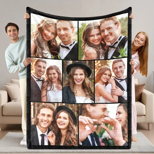 Miniatura 21 de ShineSand envía al día siguiente, cobija personalizada con texto de foto - impresa en EE. UU., cobijas con fotos personalizadas, regalos de Navidad