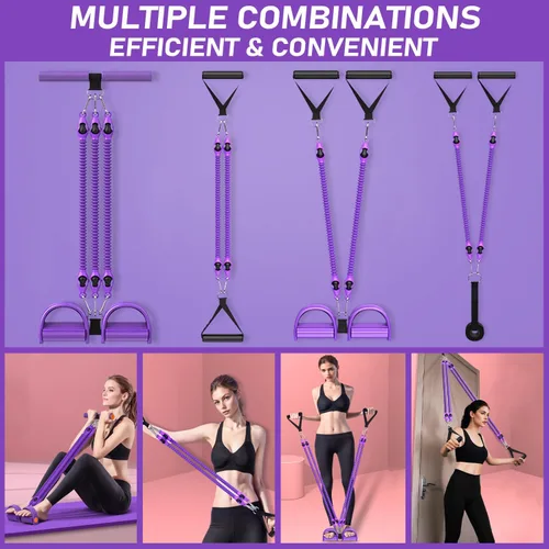 Miniatura 11 de 2026 Upgrade Foot Pedal Resistance Band, Adjustable 4-Tube Pedal Ankle Puller Resistance Band with Handle, Multifunction Home Gym Equipment, Stirrup