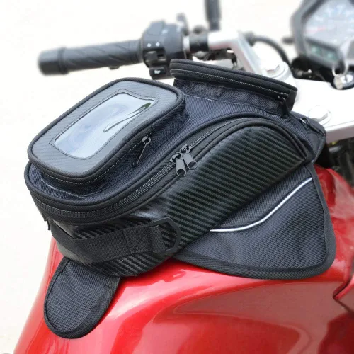 Bolsa de tanque de imán fuerte para motocicleta, bolsa de navegación, almacenamiento portátil, pantalla táctil transparente, bolsa de almacenamiento