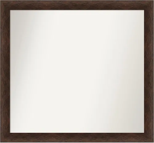 Miniatura 553 de Amanti Art Espejo de pared personalizado no biselado (24 x 27 pulgadas), marco estrecho de nogal chipre - varios tamaños personalizados - Espejo