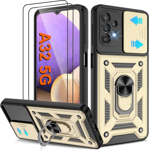 Miniatura 39 de ATUMP Funda para T-Mobile Revvl V Plus 5G con protector de pantalla HD con cubierta de cámara deslizante, soporte de anillo de rotación de 360° Negro