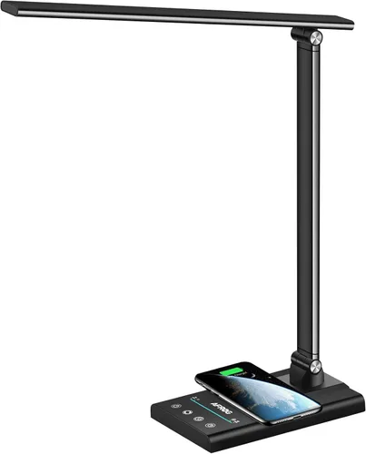 Miniatura 9 de AFROG - Lámpara de escritorio LED multifuncional de 5ª generación con cargador inalámbrico de carga rápida de 10 W, puerto de carga USB, 1800 lux