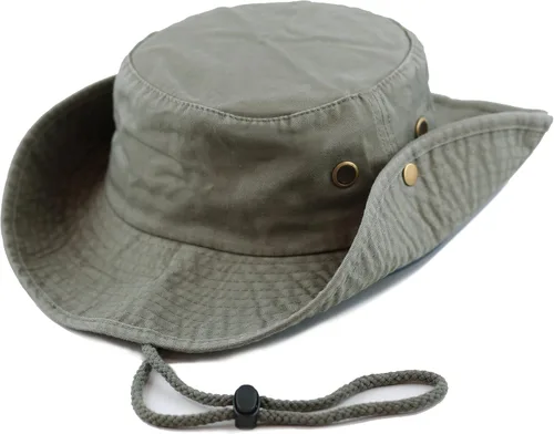 Miniatura 3 de The Hat Depot - Sombrero de safari, de algodón lavado a la piedra, de ala ancha, plegable, doble cara y sombrero de pesca 2. Algodón - Oliva