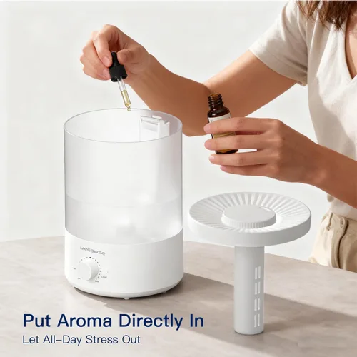 Miniatura 12 de MegaWise Humidificadores de niebla fría de recarga superior saludable para dormitorio, vaporizador de aire ultrasónico de 24 dB con filtro de agua