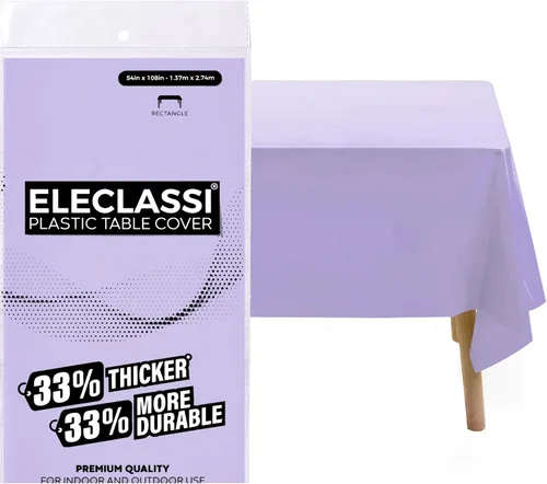 Miniatura 9 de Eleclassi Negro Paquete de 12 Manteles Redondos de Plástico Desechables Premium - Manteles de Mesa de Plástico Redondos de 84 Pulgadas para Fiestas